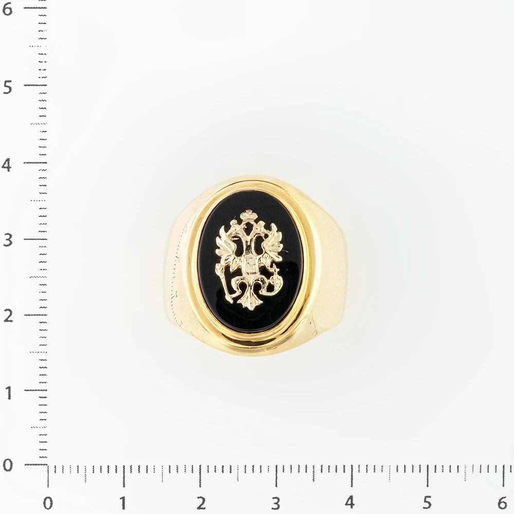 Кольцо с ониксом из желтого золота 585 пробы