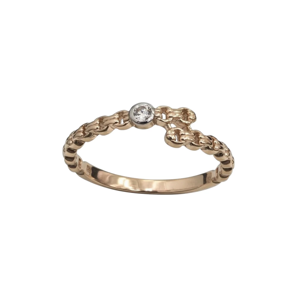 Кольцо с фианитом из красного золота 585 пробы