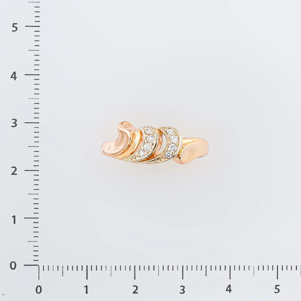 Кольцо с фианитом из красного золота 585 пробы