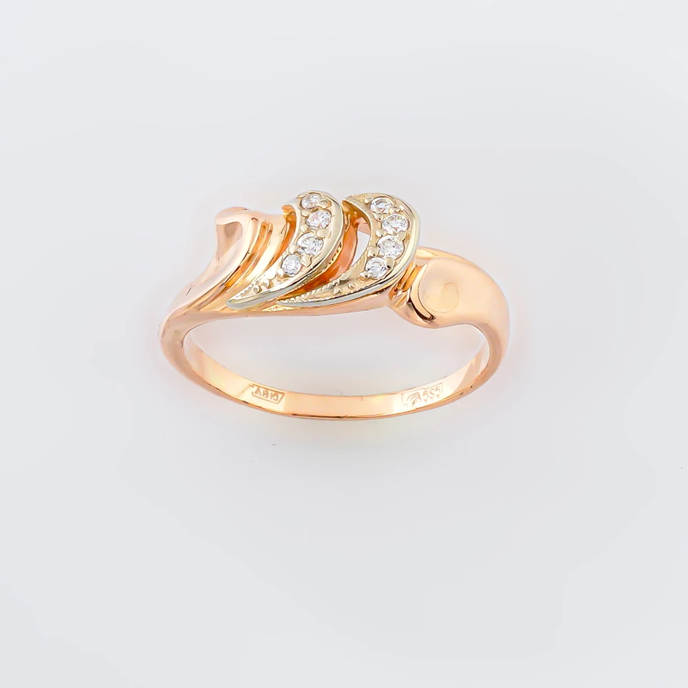 Кольцо с фианитом из красного золота 585 пробы