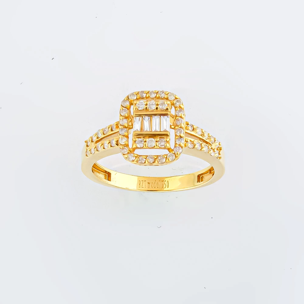 Кольцо с бриллиантом из желтого золота 750 пробы