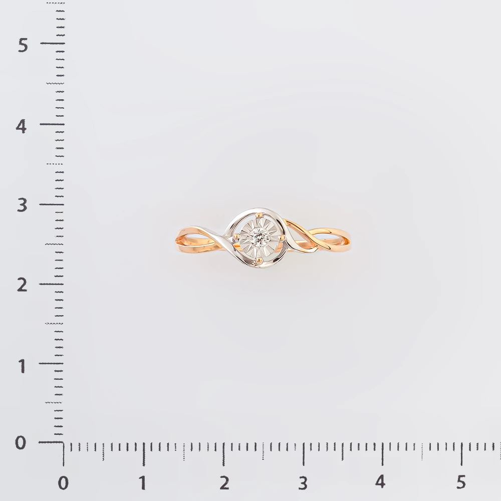 Кольцо с бриллиантом из красного золота 585 пробы