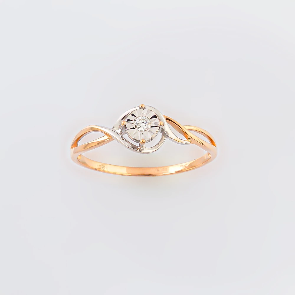 Кольцо с бриллиантом из красного золота 585 пробы