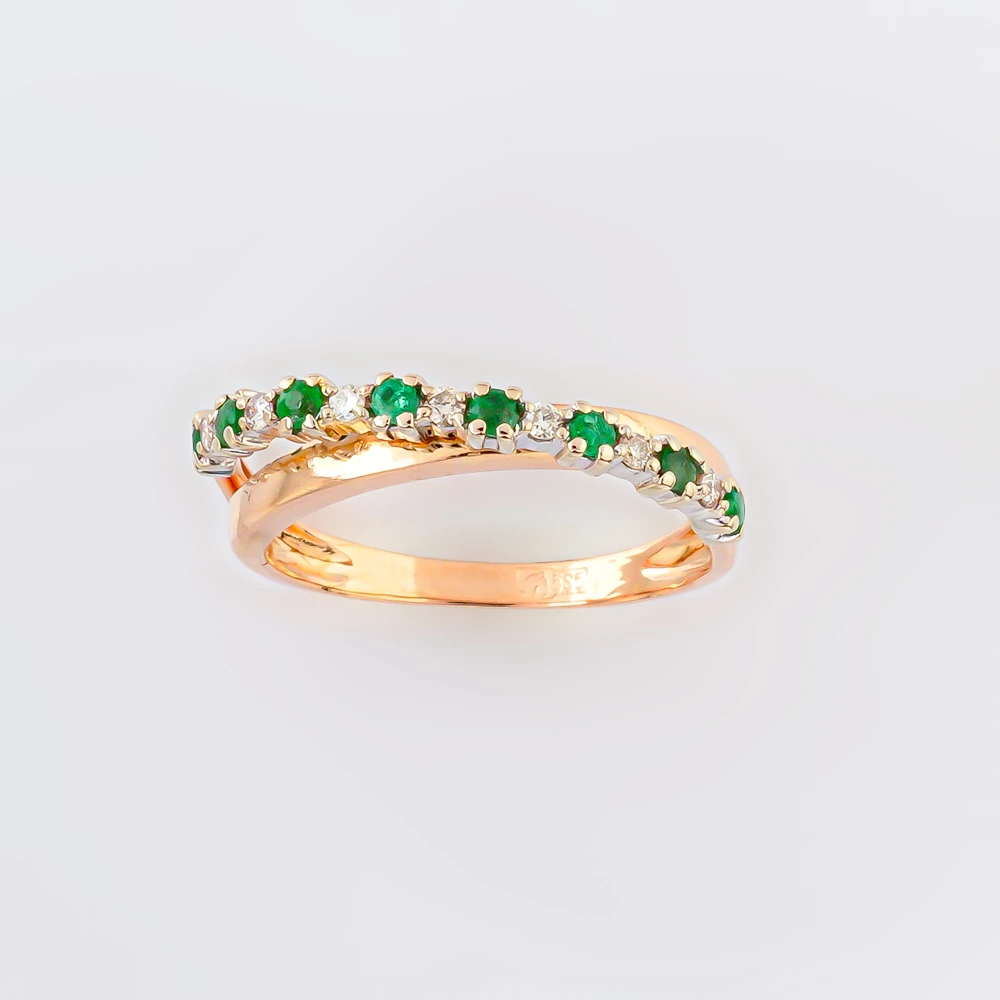 Кольцо с изумрудом из красного золота 585 пробы