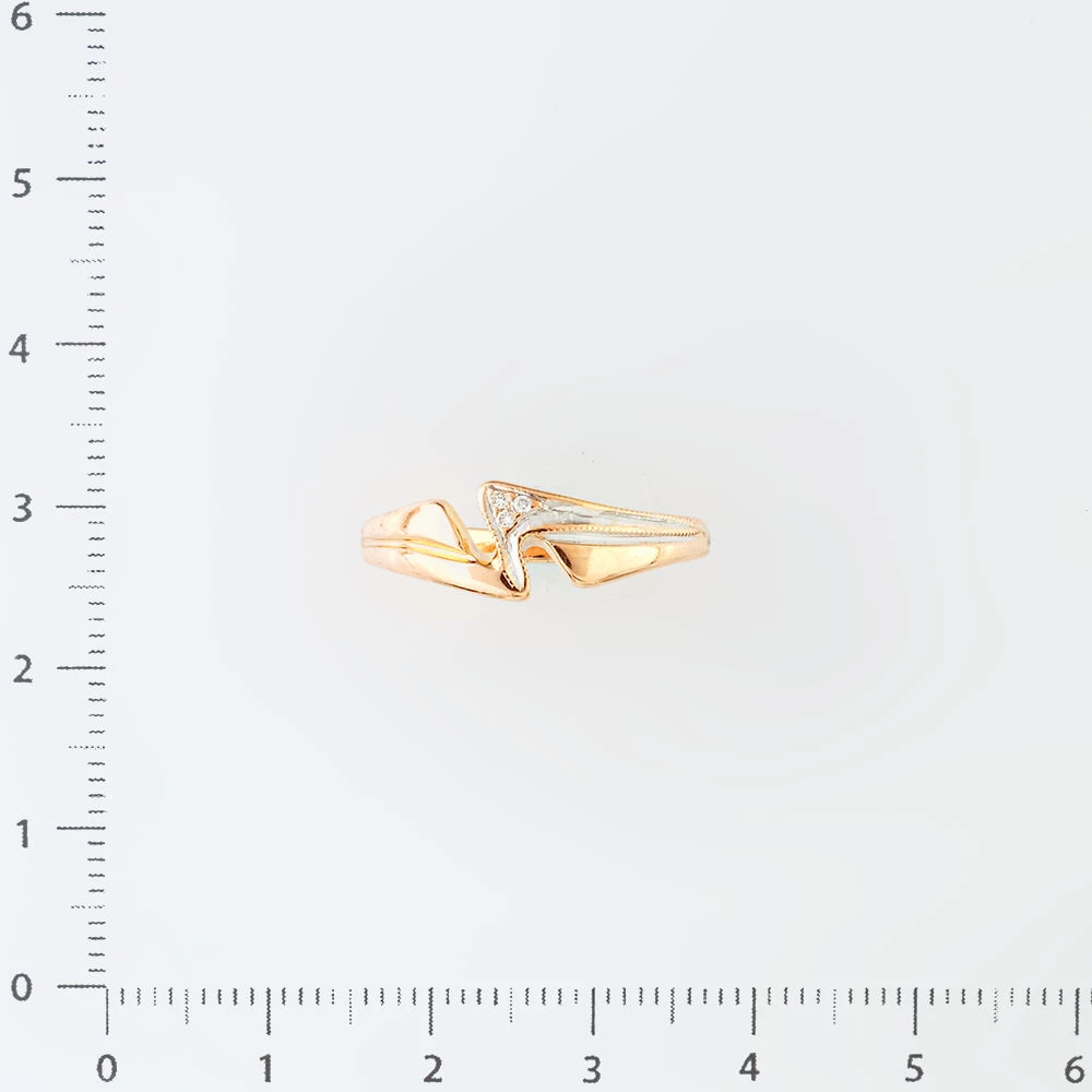 Кольцо с фианитом из красного золота 585 пробы