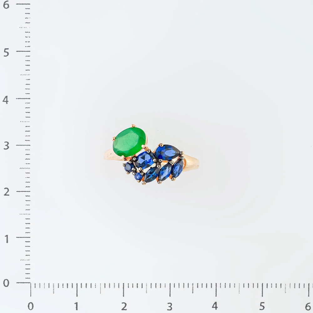 Кольцо с сапфиром синтетическим из красного золота 585 пробы Кольцо с сапфиром синтетическим из красного золота 585 пробы