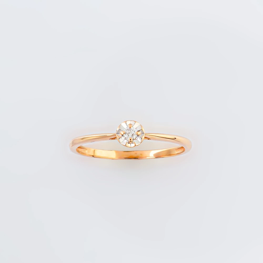 Кольцо с бриллиантом из красного золота 585 пробы