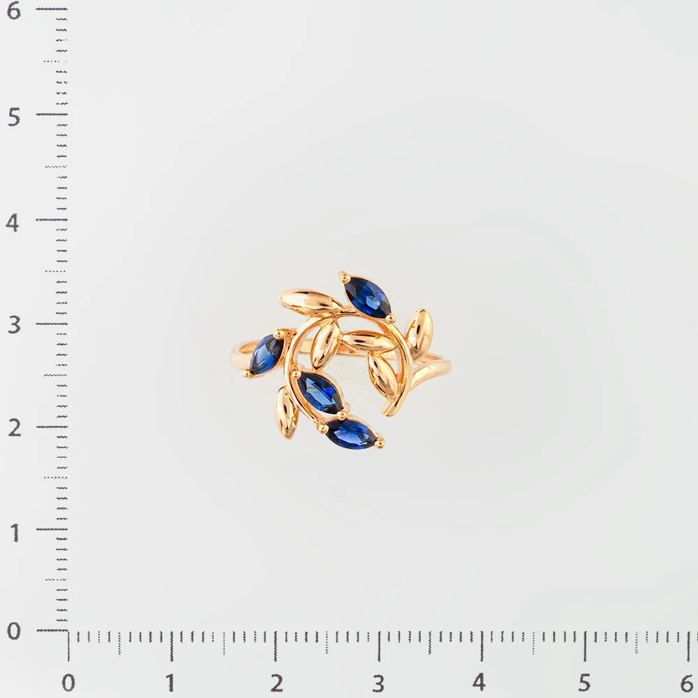 Кольцо с сапфиром синтетическим из красного золота 585 пробы Кольцо с сапфиром синтетическим из красного золота 585 пробы