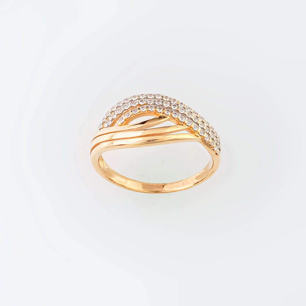 Кольцо с фианитом из красного золота 585 пробы