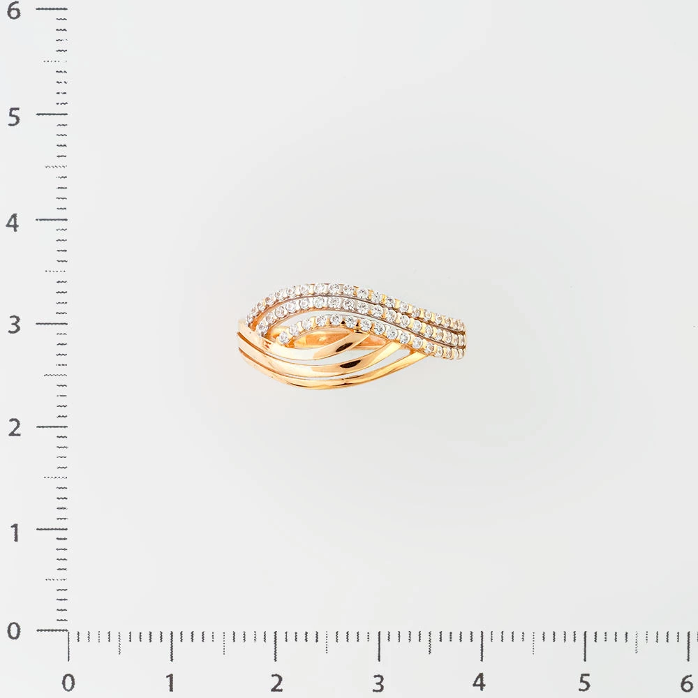 Кольцо с фианитом из красного золота 585 пробы