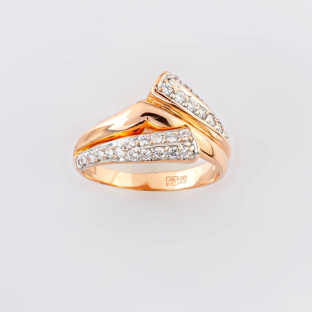 Кольцо с фианитом из красного золота 585 пробы Кольцо с фианитом из красного золота 585 пробы