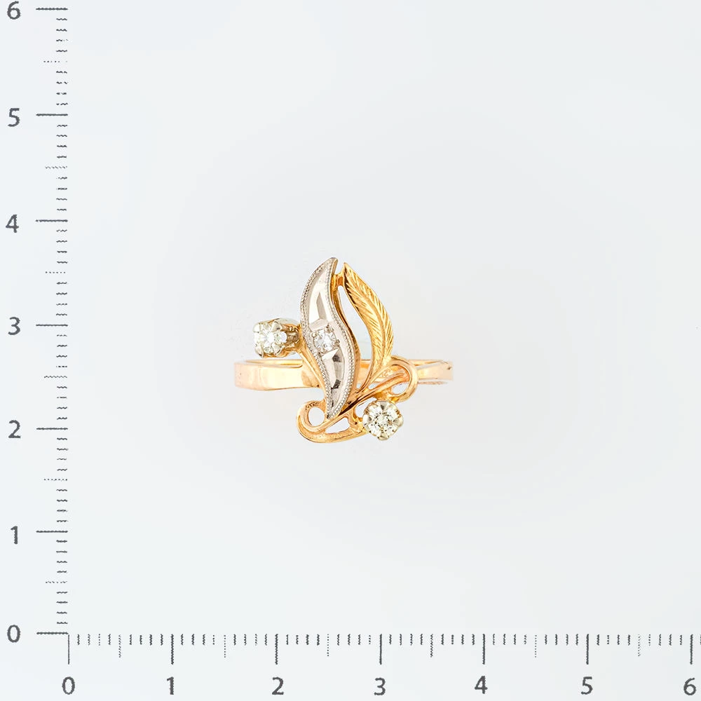 Кольцо с бриллиантом из красного золота 585 пробы