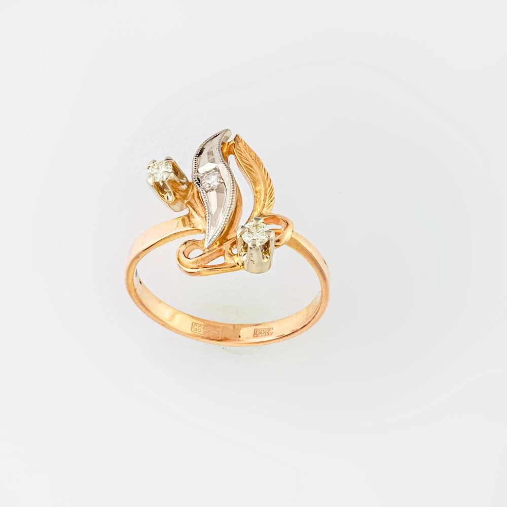 Кольцо с бриллиантом из красного золота 585 пробы