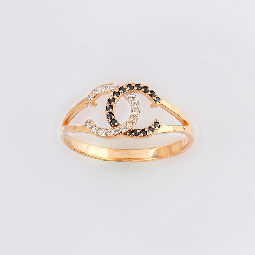 Кольцо с фианитом из красного золота 585 пробы 1