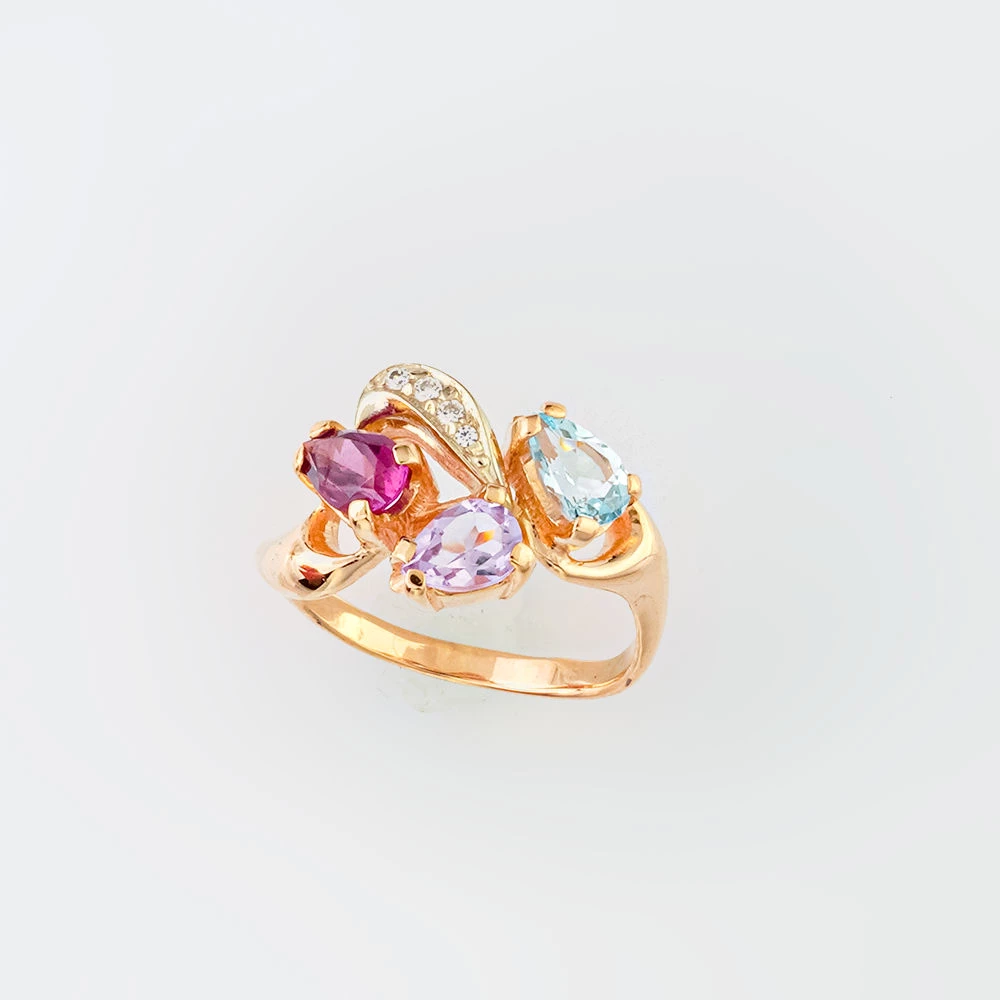 Кольцо с топазом из красного золота 585 пробы