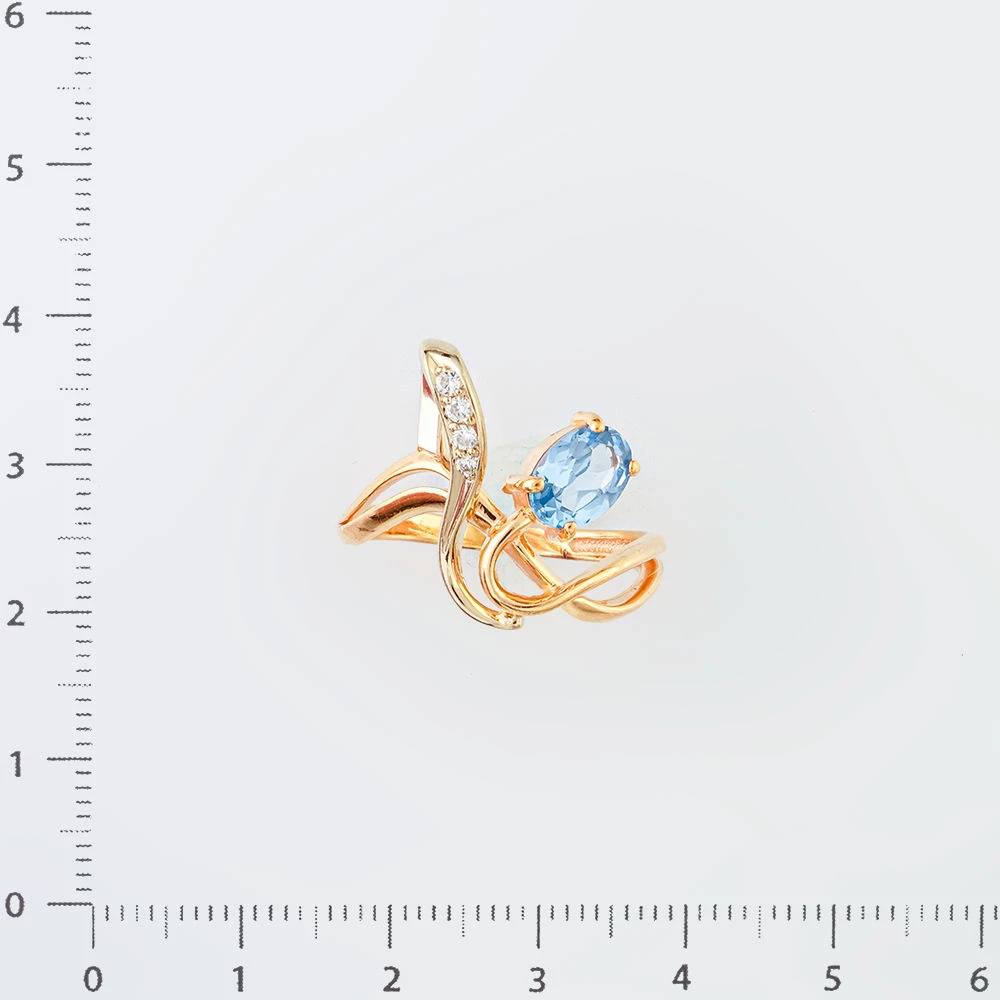 Кольцо с топазом из красного золота 585 пробы