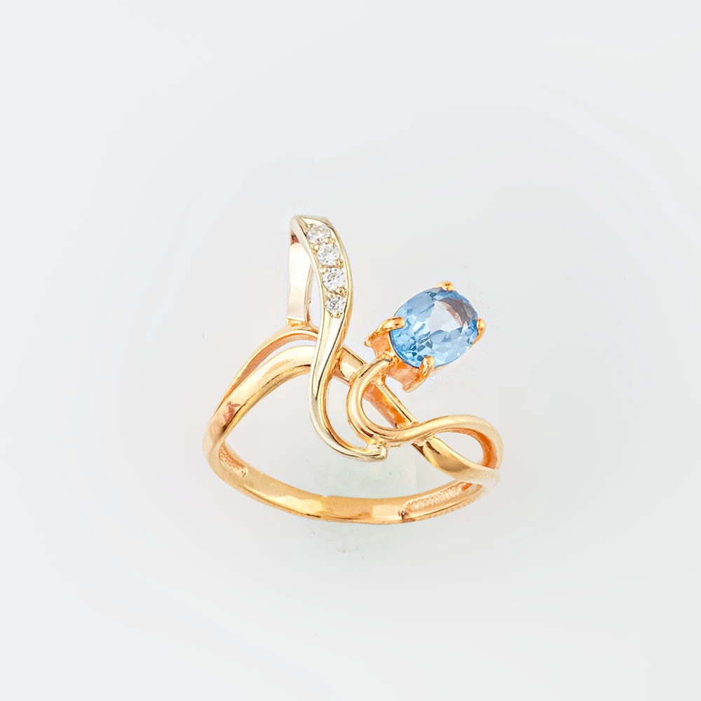 Кольцо с топазом из красного золота 585 пробы