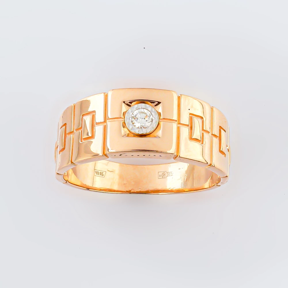 Кольцо с бриллиантом из красного золота 585 пробы