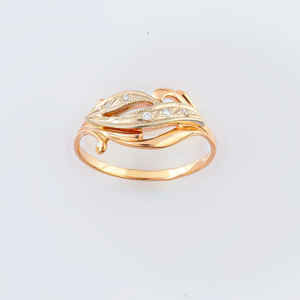 Кольцо с фианитом из красного золота 585 пробы Кольцо с фианитом из красного золота 585 пробы