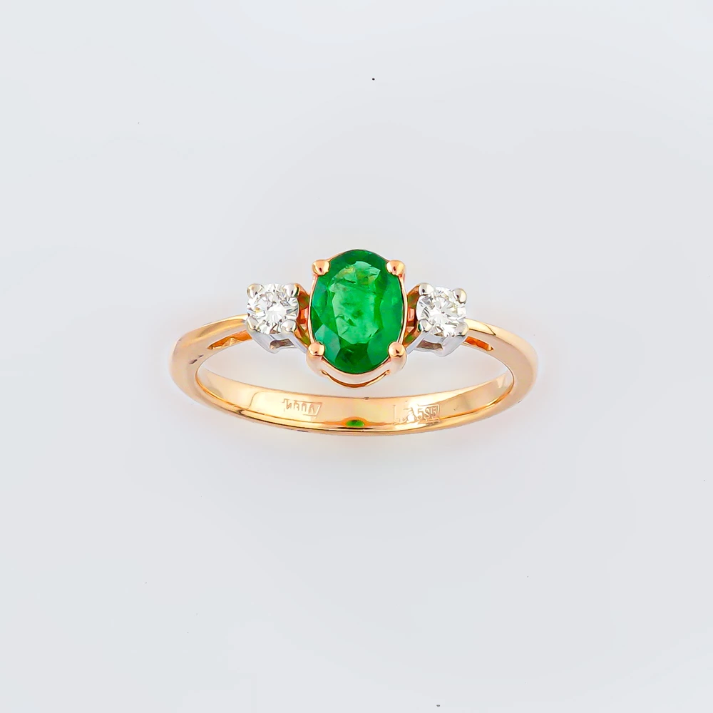 Кольцо с изумрудом из красного золота 585 пробы 1