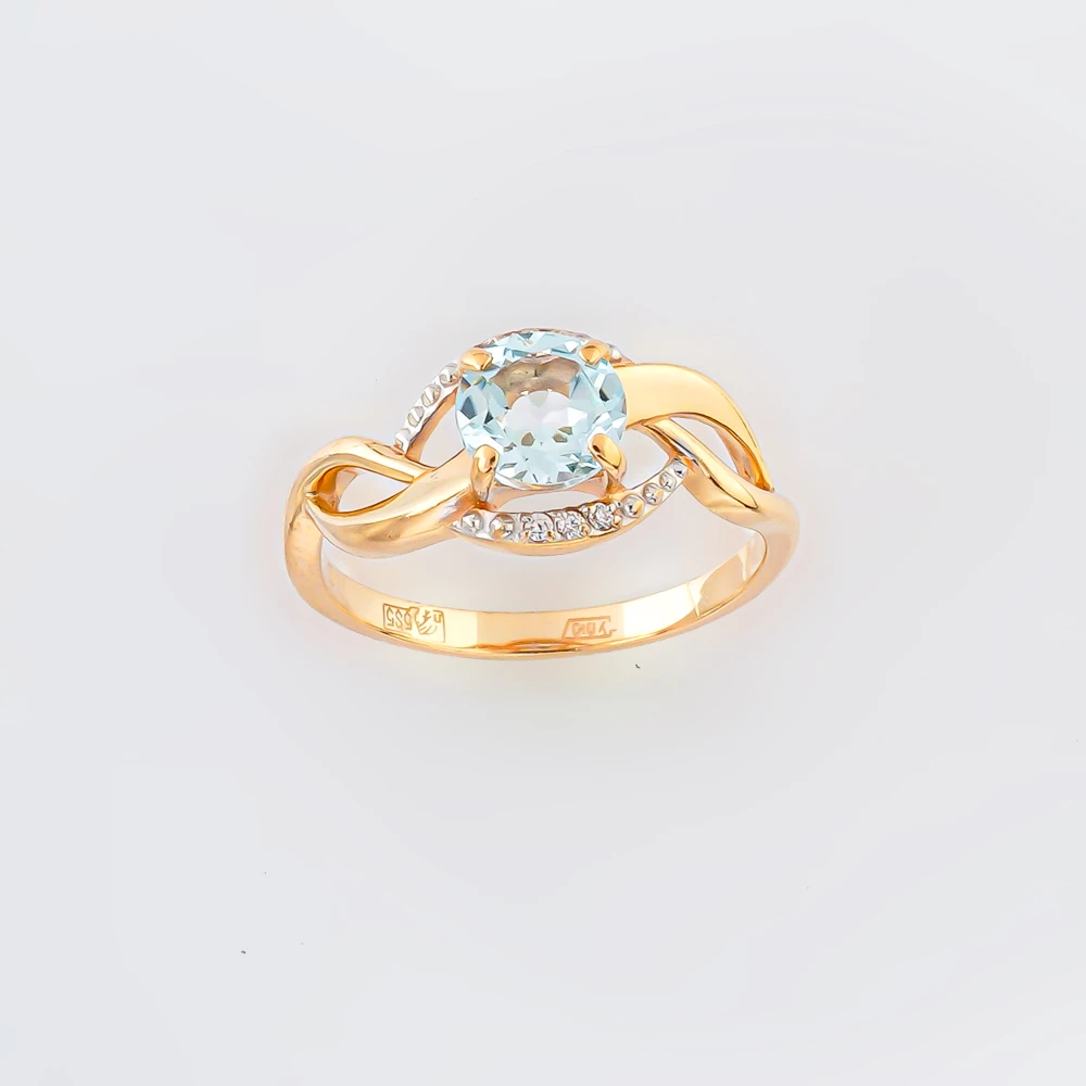 Кольцо с топазом из красного золота 585 пробы