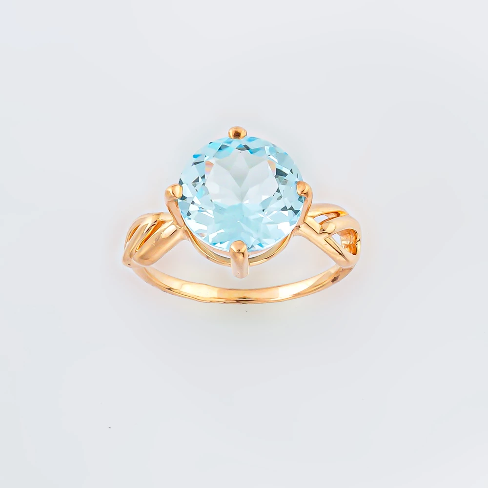 Кольцо с топазом из красного золота 585 пробы