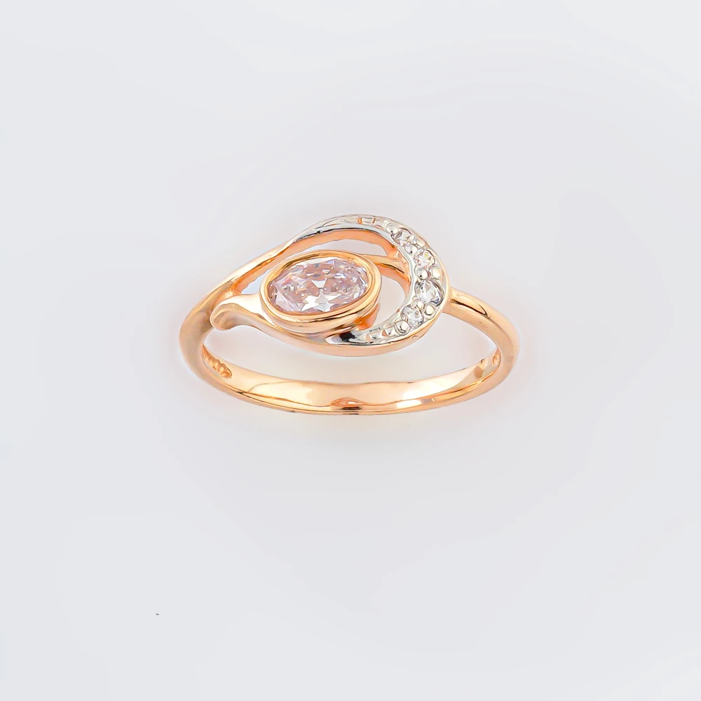 Кольцо с фианитом из красного золота 585 пробы Кольцо с фианитом из красного золота 585 пробы