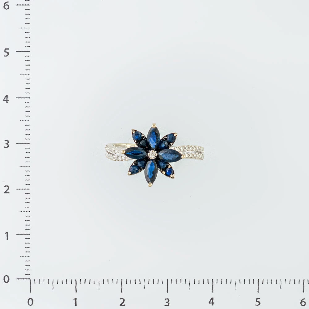 Кольцо с сапфиром из белого золота 585 пробы 2