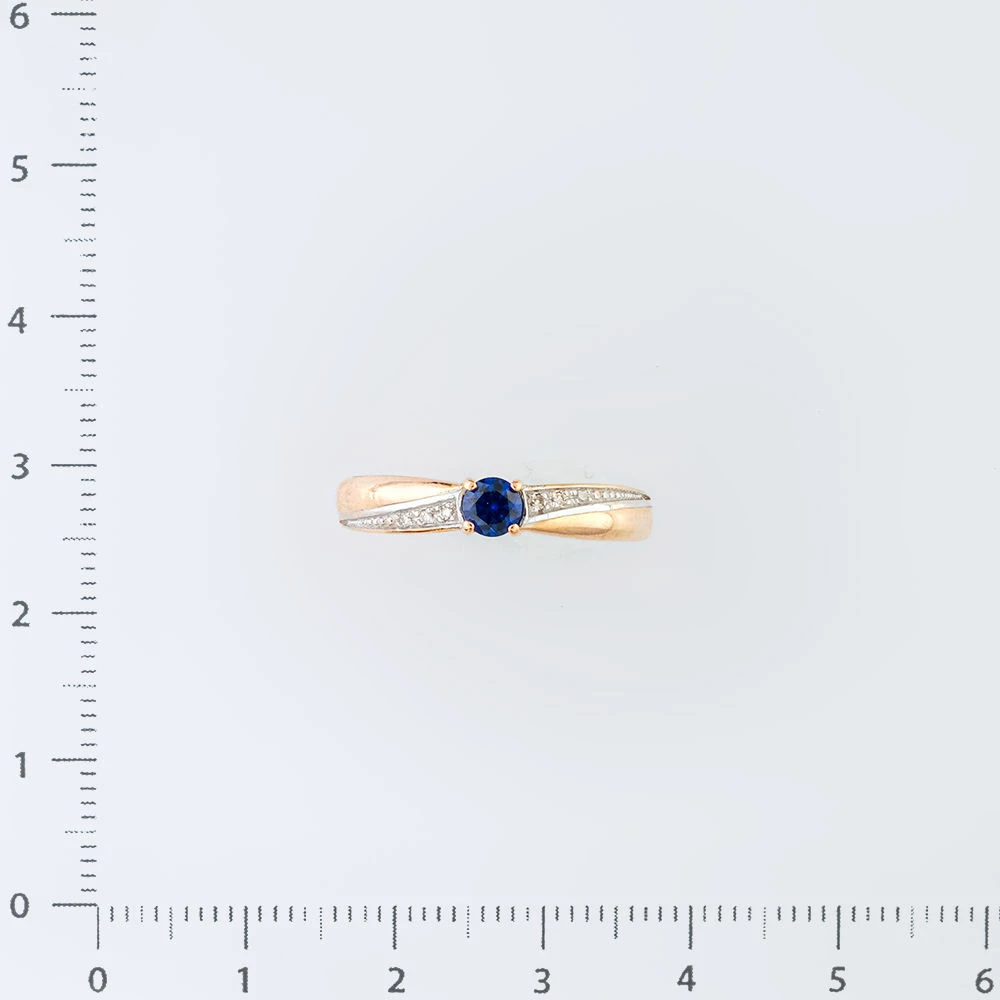 Кольцо с сапфиром синтетическим из красного золота 585 пробы Кольцо с сапфиром синтетическим из красного золота 585 пробы