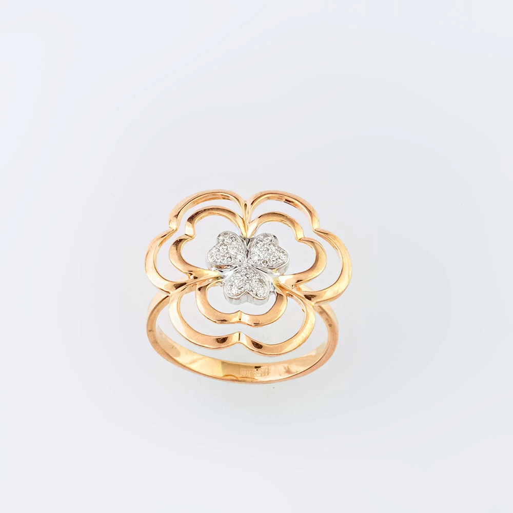 Кольцо с бриллиантом из красного золота 585 пробы