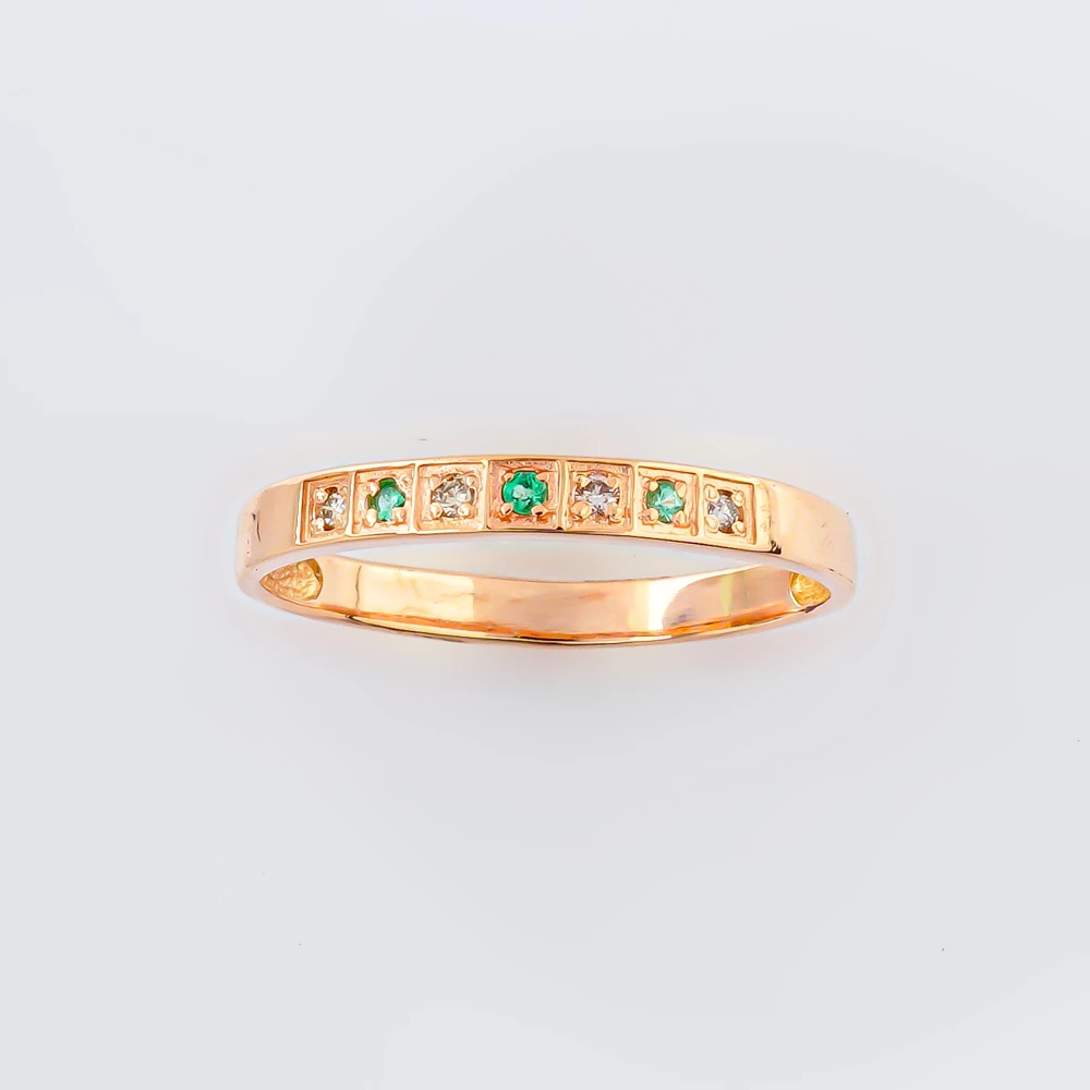 Кольцо с изумрудом из красного золота 585 пробы