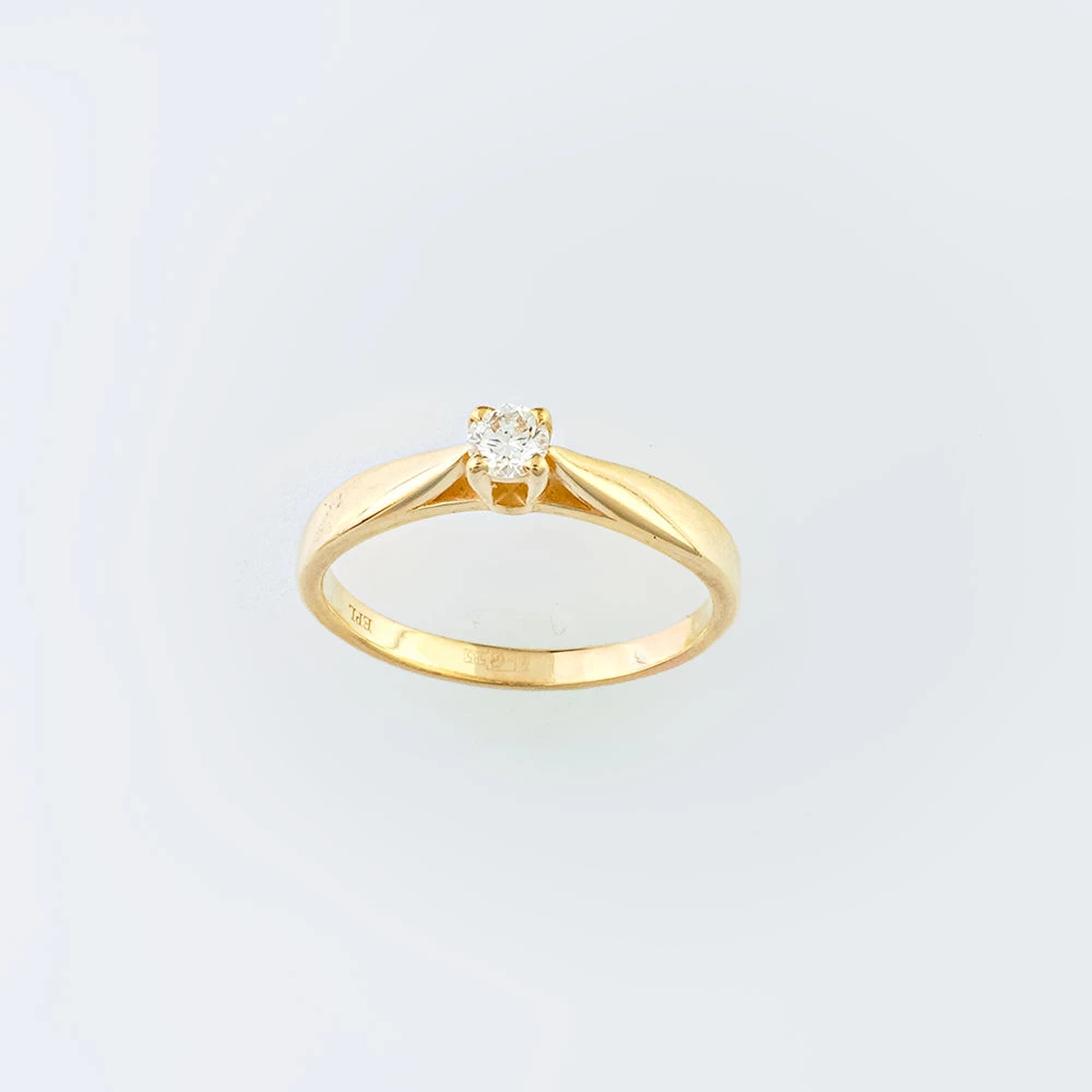 Кольцо с бриллиантом из желтого золота 585 пробы 1