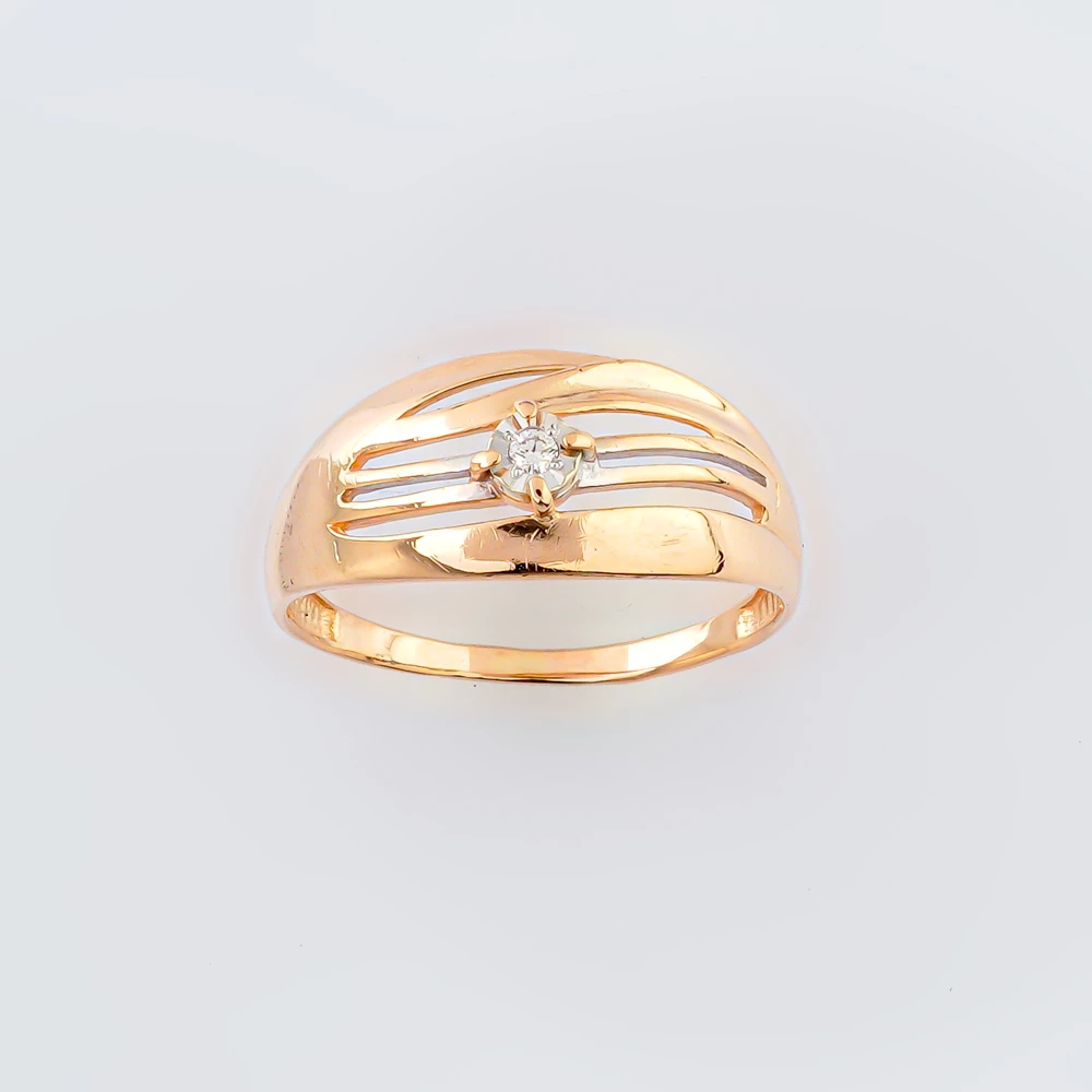 Кольцо с бриллиантом из красного золота 585 пробы