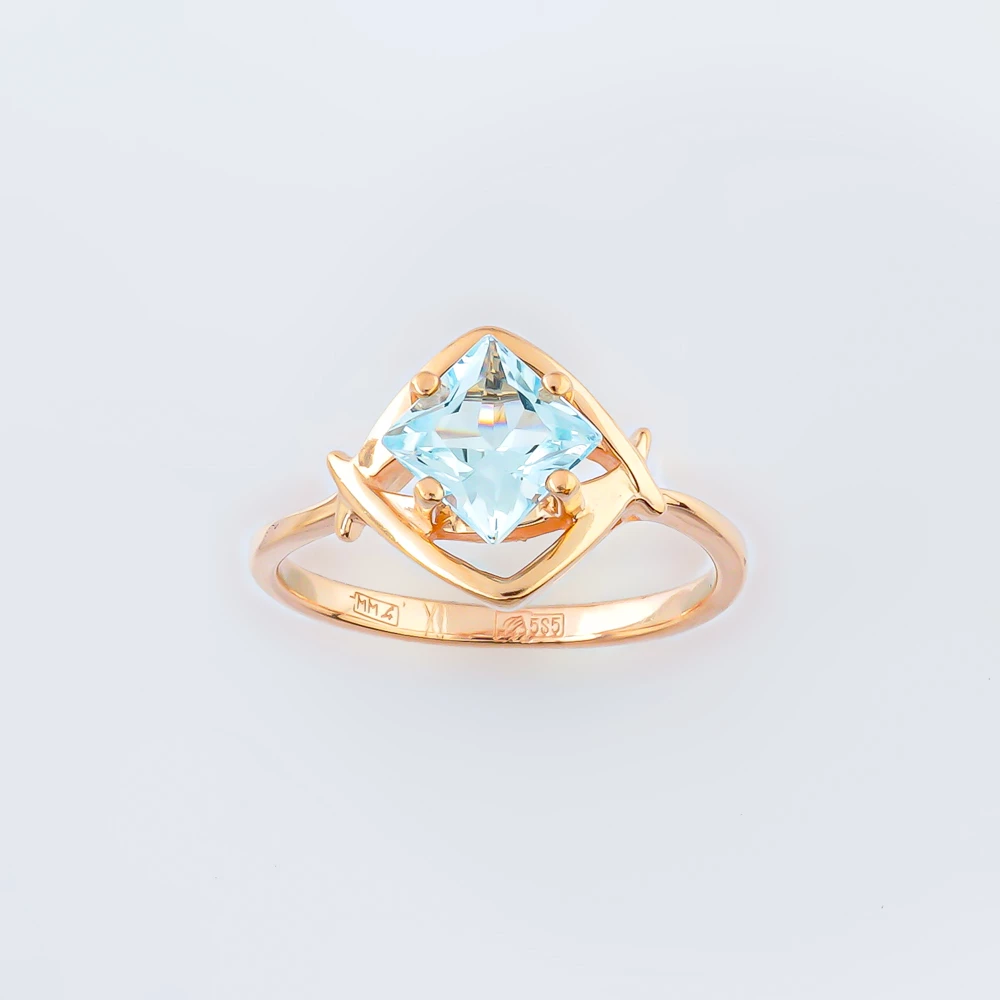 Кольцо с топазом из красного золота 585 пробы Кольцо с топазом из красного золота 585 пробы