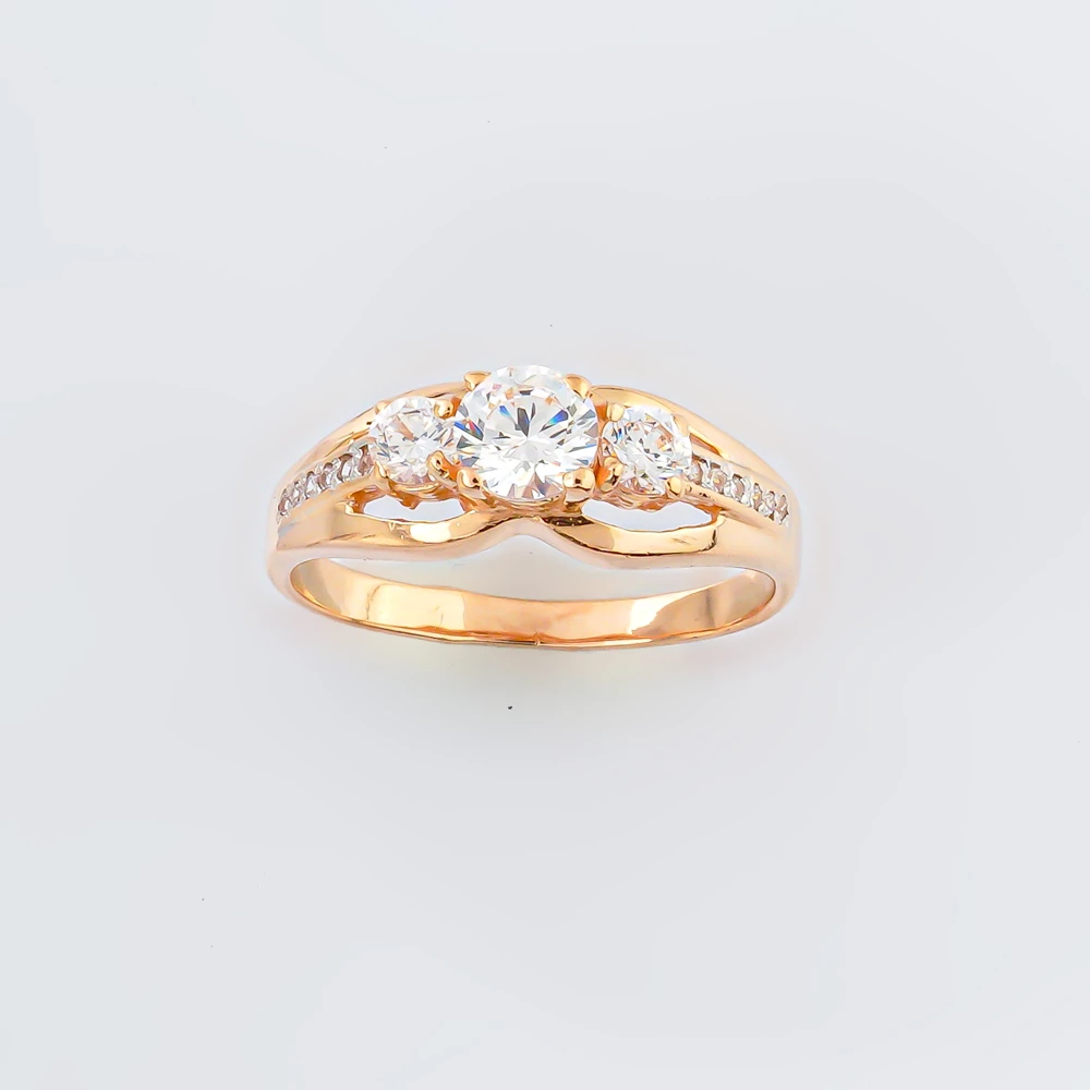 Кольцо с фианитом из красного золота 585 пробы Кольцо с фианитом из красного золота 585 пробы