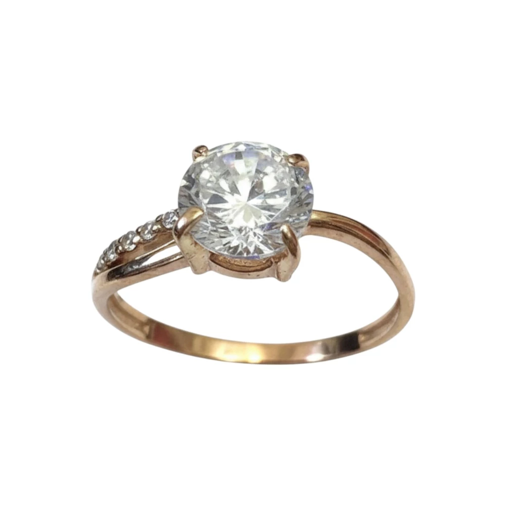 Кольцо с фианитом из красного золота 585 пробы