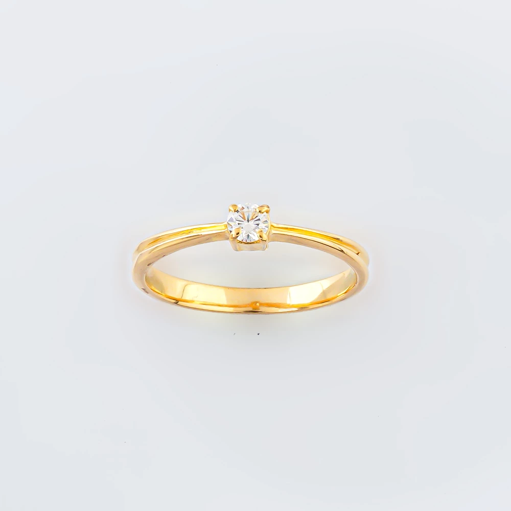 Кольцо с бриллиантом из желтого золота 750 пробы