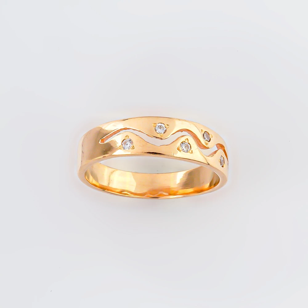 Кольцо с фианитом из красного золота 585 пробы 1