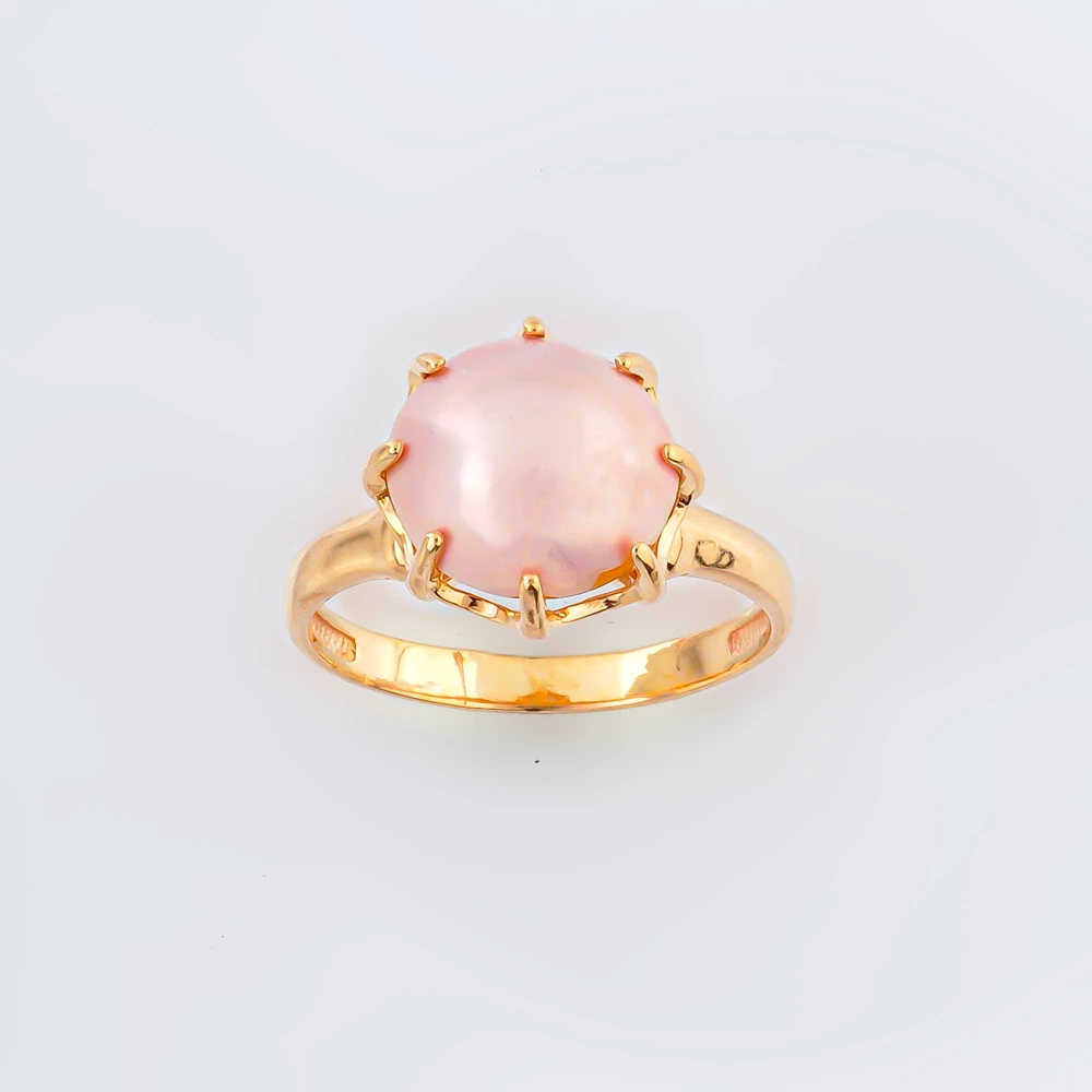 Кольцо с культивированным жемчугом из красного золота 585 пробы Кольцо с культивированным жемчугом из красного золота 585 пробы