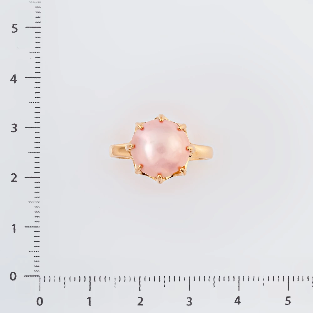 Кольцо с культивированным жемчугом из красного золота 585 пробы Кольцо с культивированным жемчугом из красного золота 585 пробы