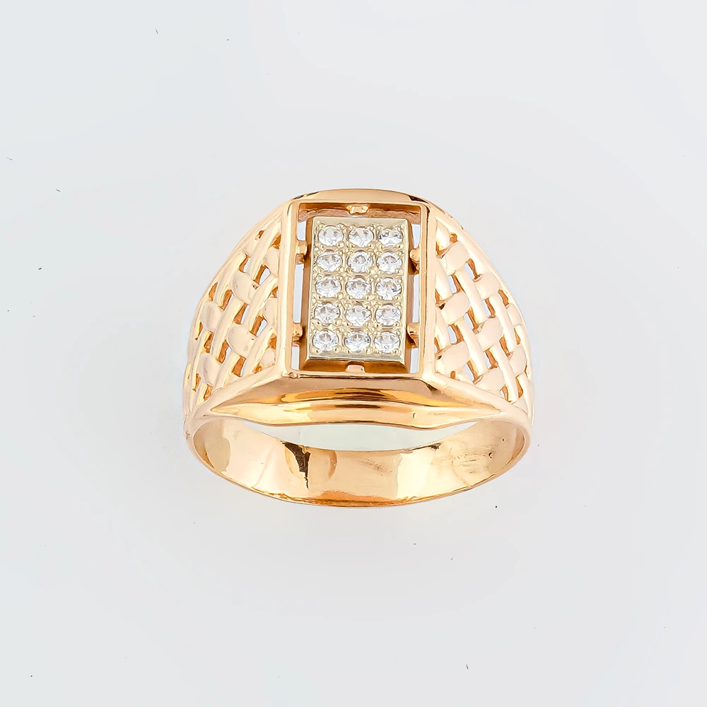 Кольцо с фианитом из красного золота 585 пробы Кольцо с фианитом из красного золота 585 пробы