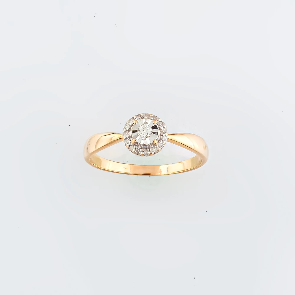 Кольцо с бриллиантом из красного золота 585 пробы