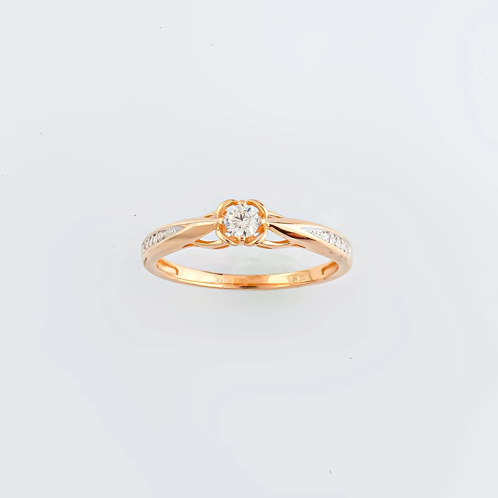 Кольцо с бриллиантом из красного золота 585 пробы