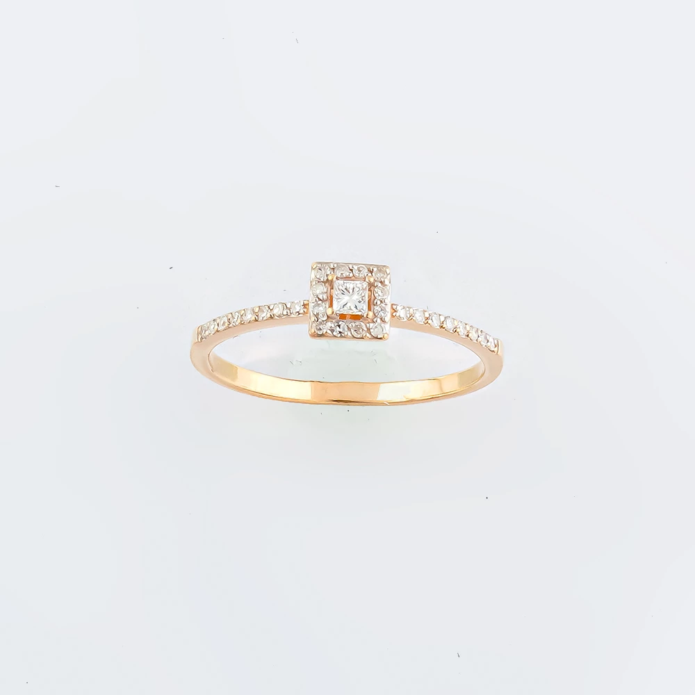 Кольцо с бриллиантом из красного золота 585 пробы