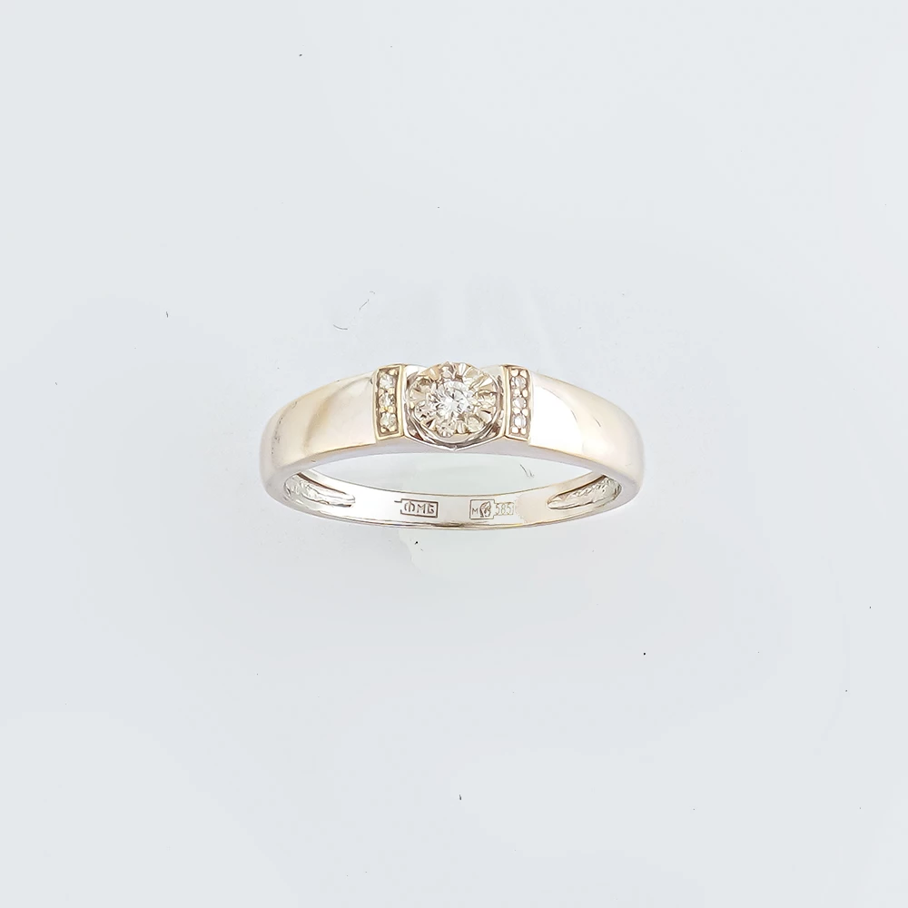 Кольцо с бриллиантом из красного золота 585 пробы