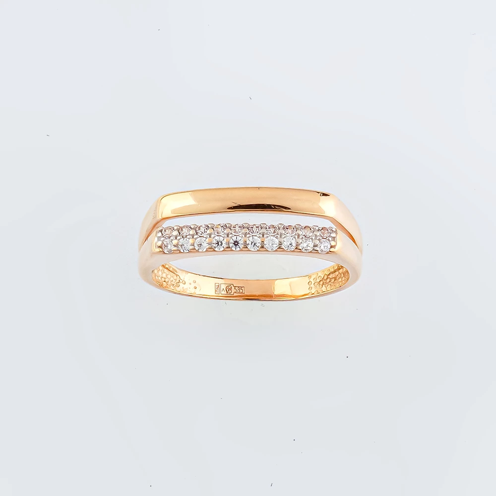 Кольцо с фианитом из красного золота 585 пробы Кольцо с фианитом из красного золота 585 пробы