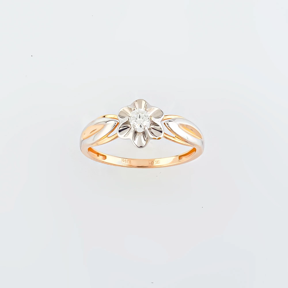 Кольцо с бриллиантом из красного золота 585 пробы