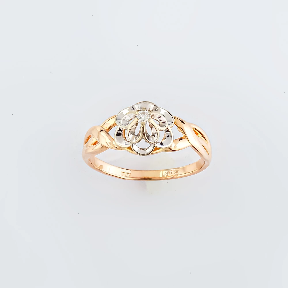 Кольцо с бриллиантом из красного золота 585 пробы