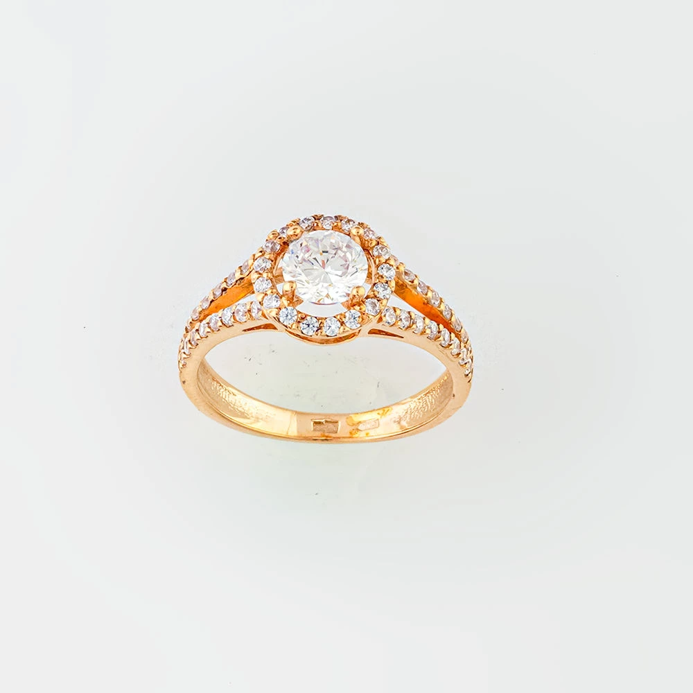 Кольцо с фианитом из красного золота 585 пробы Кольцо с фианитом из красного золота 585 пробы