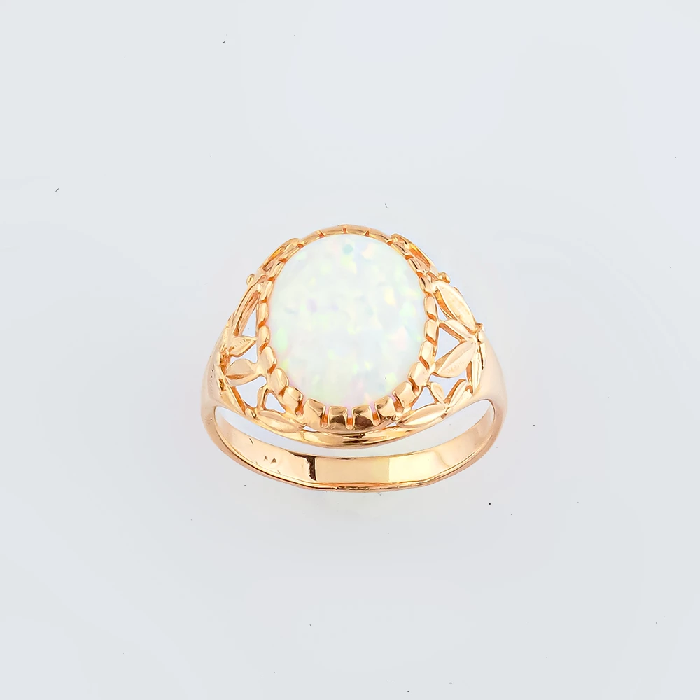 Кольцо с опалом синтетическим из красного золота 585 пробы